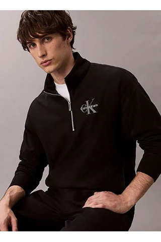 Calvin Klein Jeans Uzun Kollu Premium Penye Mikro Monologolu Erkek Siyah Sweatshirt Lv04rd236g-ub1 Siyah