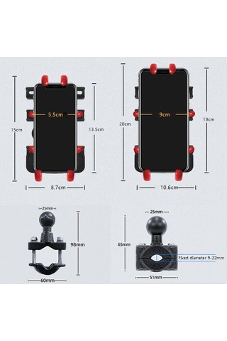 Motosiklet Metal Navigasyon Cep Telefonu Braketi, Stil: İnce Boru Fiksasyonu Hırsızlığa Karşı Diğer