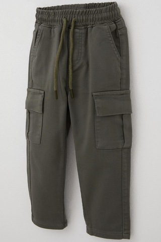 Breeze Erkek Çocuk Pantolon Kargo Cepli Beli Lastikli 1.5-5 Yaş, Haki Yeşil Haki Yeşil
