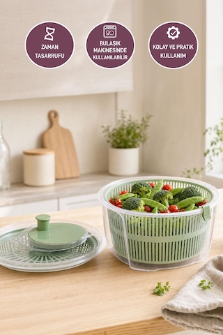 Selka Home Salata Kurutucu 4.4 Lt Yeşil