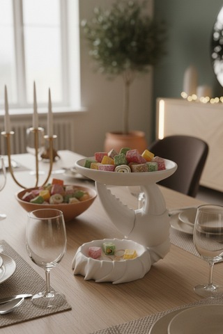 Oxyteez Yengeç Figürlü Dekoratif Sunumluk Beyaz Renk Reçine Tasarım Ev Ve Ofis Dekorasyonu