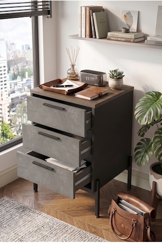 Yurudesign Vista C Ofis Keson Metal Ayaklı Kahve-Beton-Antrasit V