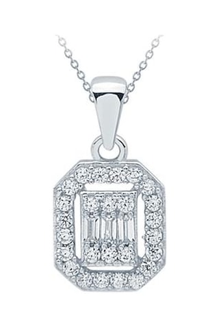 Gülaylar Diamond Line Beyaz Altın 8 Ayar Baget Taşlı Kolye