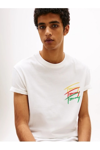 Tommy Hilfiger Tommy Hılfıger Erkek T-shırt Dm0dm20771-ybl Beyaz