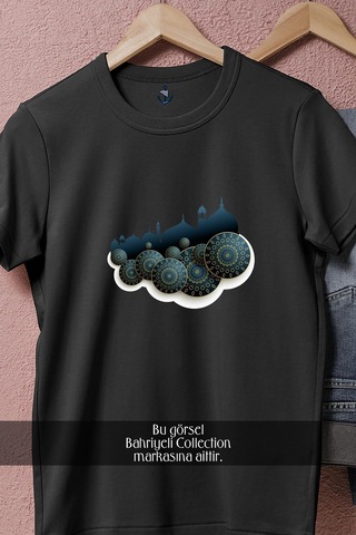 Oversize İslam Ve Müslümanlık Sembol Tasarımlı Unisex T-shirt Siyah