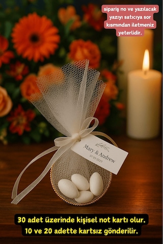 10'lu Kurdeleli Halkalı Şeker - Nikah Şekeri - Nikah Hediyesi - Nişan Hediyesi