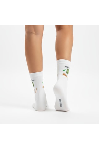 Gost Liria -macha Socks Desenli Unisex Ekru Soket Çorap Ekru