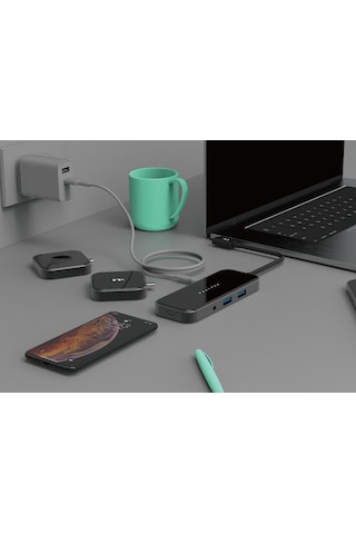 Usb-c Hub 8-in-1 100w Pd 4k Hdmı Otg Sd Microsd 3.5 Mm Ses Çıkışlı Qi Kablosuz Şarjlı
