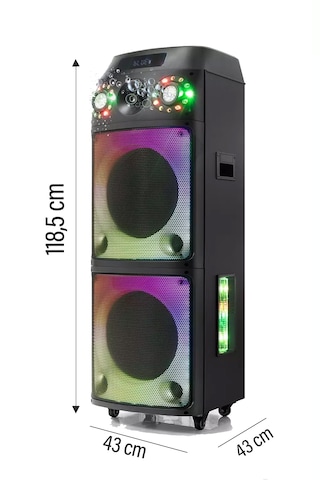 Büyük Boy Bluetooth Hoparlör Speaker 12"x2 100w Woofer