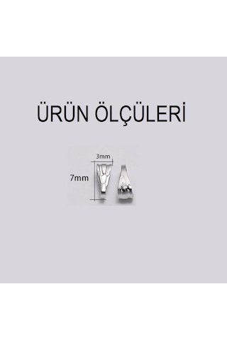 100 Adet 3X7mm Nikel Renk Tepelik Kolye Tepesi Mengeç Kıskaçlı Me