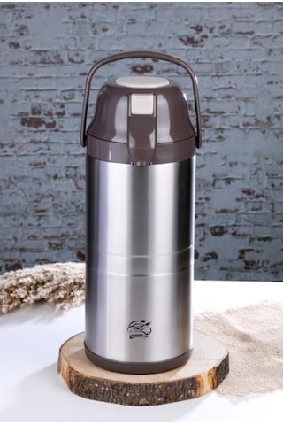 Cooker 4,5 Litre İnox Pompalı Çelik Termos Ckr-2009 Kahverengi