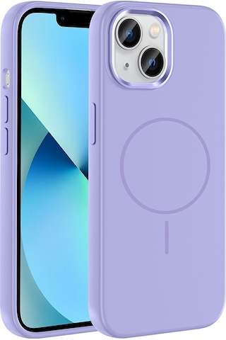 Apple Uyumlu iPhone 15 Kılıf M-safe Şarj Özellikli Metal Kamera Çerçeveli Rba Edi Silikon Kapak - Lila Lila