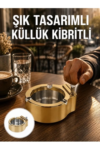 Hepsi Çakmak Entegreli Küllük Yeniden Doldurulabilir Metal Gövde Yeni Nesil Najmaddin