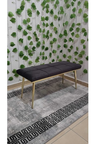 Özcan Metal Gold Metal Ayaklı Metal Kasalı Bench Mutfak Salon Antre Yatak Odası Balkon Puf Bank Antrasitgri