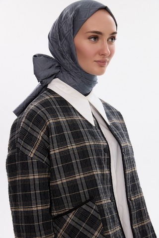 Mirsoy Scarf İpeksi Jakar Şal V Desen Antrasit