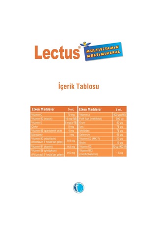 Lectus Multivitamin Multimineral Şurup 200 ML