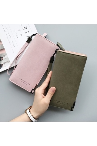 Linjinxu Uzun Cüzdan Fermuarlı Madeni Para Kesesi Kartlar Kimlik Tutucu Clutch Kadın Cüzdanı Yeşil Diğer Diğer