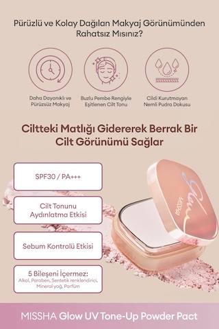 Missha Glow Uv Tone-up Powder Pact Spf30 Pa+++