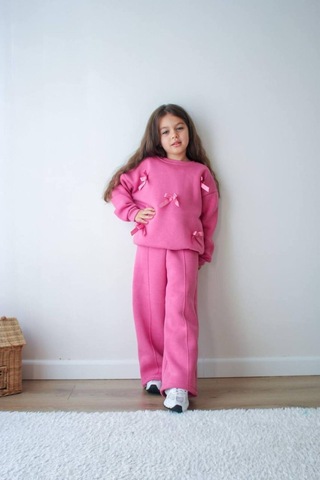 Jeliboomkidswear Kız Çoçuk Kurdele Detay 2 Li Takım Pembe
