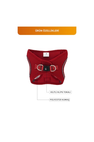 Kediler Ve Köpekler İçin Rahat, Dayanıklı Göğüs Tasması S Kırmızı