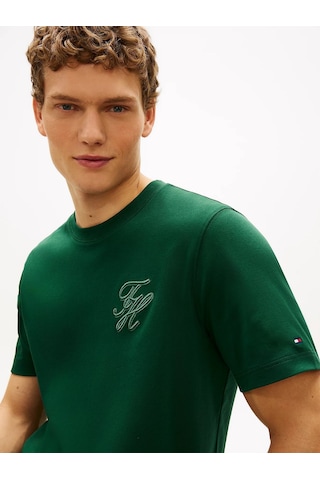 Tommy Hilfiger Mw0mw42391 Script Light Interlock Tee Erkek Tişört Yeşil
