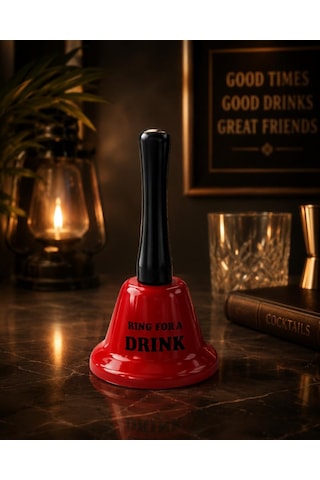 Metal El Çanı Servis Zili Dekoratif Masa Zili Ring For A Drink Kırmızı 13 Cm