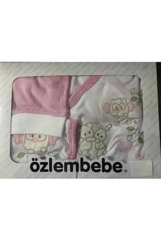 Mantar Baskılı Bebe Zıbın Seti 5'li Açık Bej