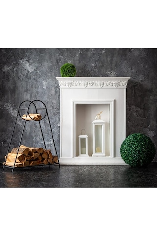 Soba Yanı Odunluk Metal Şömine Odunluğu Siyah