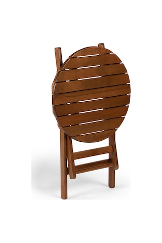 Buzludja Katlanır Masa 60cm - Dış Mekan Ahşap Bahçe, Balkon Masa Ceviz