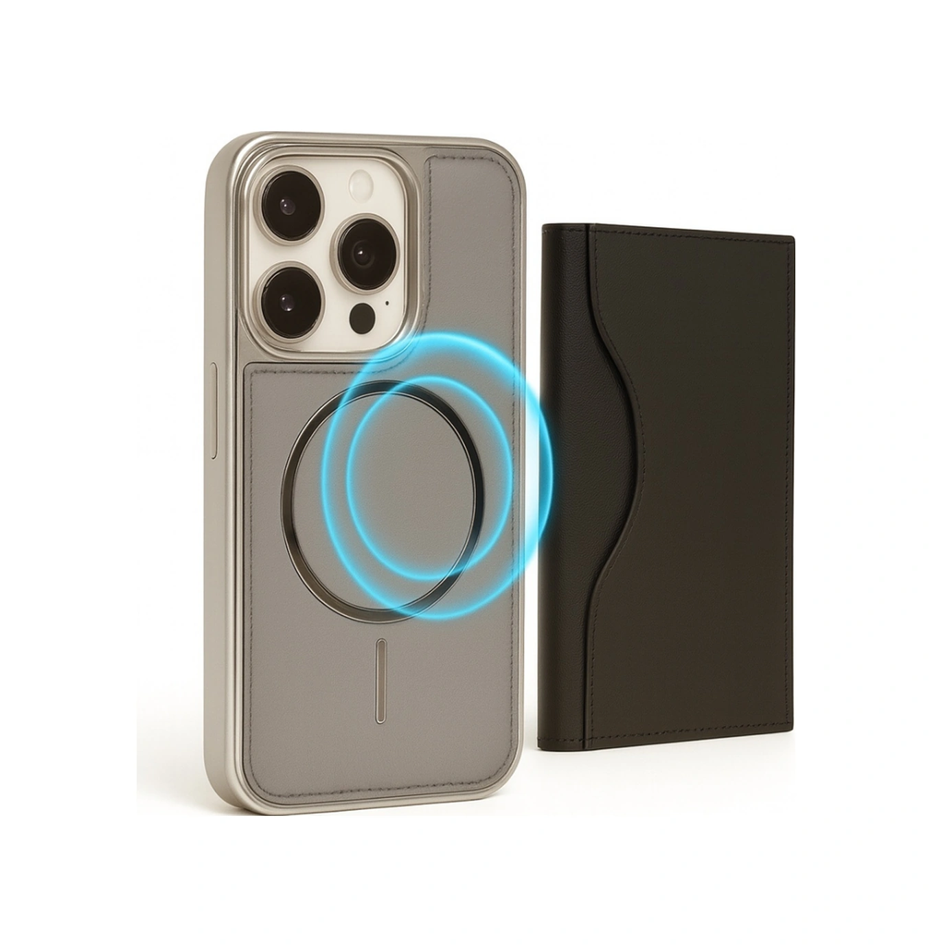 Neomag Case Iphone 15 Pro Max Gri Manyetik Özellikli Deri Kılıf Gri