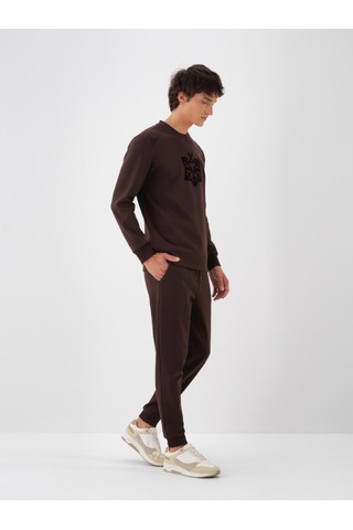 Kahverengi Pamuk Dokulu Regular Fit Sweat Pantolon 380186 Kahverengi
