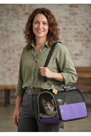 Missidea Brave Paws Flybag Fileli Kedi Ve Köpek Taşıma Çantası Havayolu Uyumlu Mor