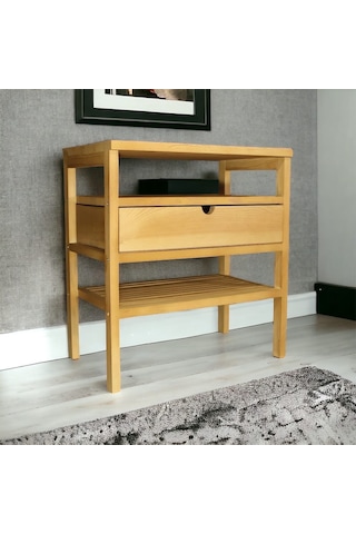 Doğal Ahşap Çekmeceli Komodin 1. Sınıf Masif Çam Ağacı