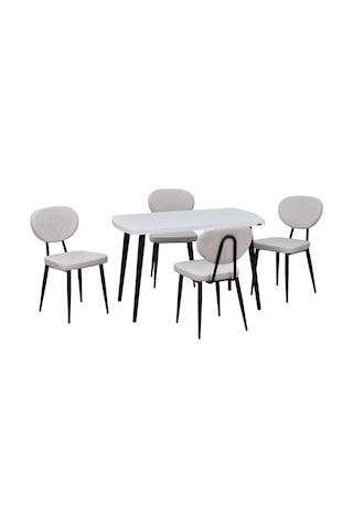 Vilinze Deniz Sandalye Argos Ahşap Mdf Sabit Mutfak Masası Takımı - 70x120 Cmtk-argos-70120-sb-deniz-kn01s-sigmabeyaz Sigma Beyaz