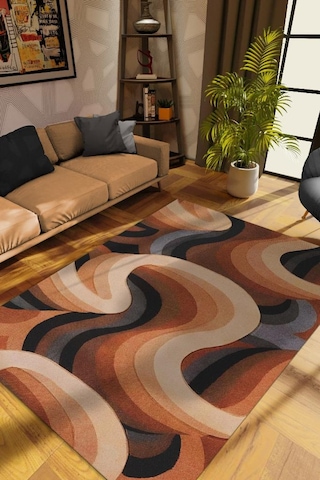 Homshtag Toprak Tonları, Soyut Salon Halısı,renk Geçişli Oturma Odası Halısı Çok Renkli