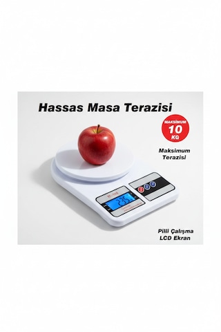 10 Kg Hassas Dijital Mutfak Terazisi Elektronik Tartı Beyaz