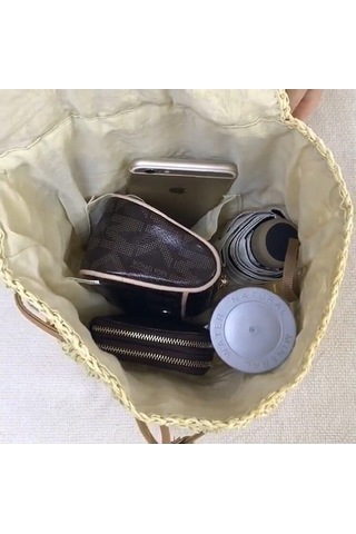 Kağıt İplik Hasır Sırt Çantası Str-1203 Yeşil Yeşil