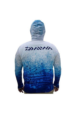 Daiwa Uzun Kollu Kapişönlü Uv Tişört 3xl Mavi