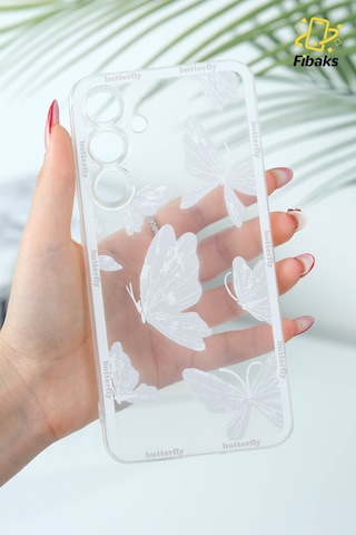 Galaxy Uyumlu A16 Kılıf Şeffaf Kelebek Tasarımlı Desenli Kamera Korumalı Yumuşak Silikon Kapak