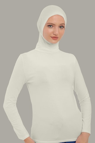 Sonbaharmoda Kadın Uzun Kollu Body Boyunluklu Boneli Tam Badi Boğazlı Likralı Penye Ekru