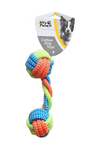 İki Toplu Düğümlü Diş İpi Köpek Oyuncağı 20 CM
