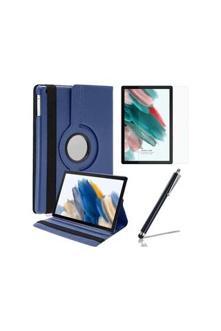 Samsung Galaxy Tab A8 10.5 X-200 Kapak 360 Derece Dönebilen Kılıf + Ekran Koruyucu + Kalem Set Arka Kapak