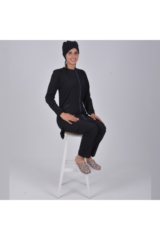 Siyah Soft Likra Hemşire Doktor Tesettür Alt Üst Takım Üniforma