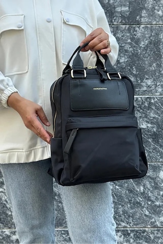 Just Polo Kadın Ayarlanabilir Askılı Su Geçirmez İthal Saten Kumaş Lüks Sırt Çantası Shopper Siyah