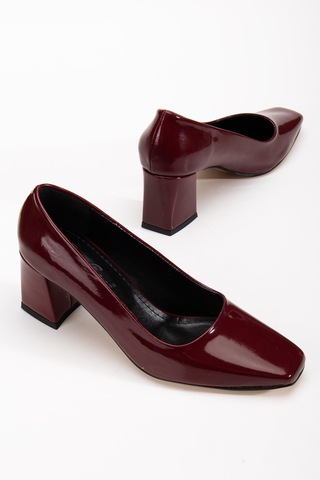Suins Shoes Suins Melby Model Kadın 6.5 Cm Topuklu Rugan Ayakkabı Bordo