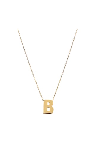Altın Nesil - 14 Ayar B Harfli Hayalet Zincirli Altın Kolye