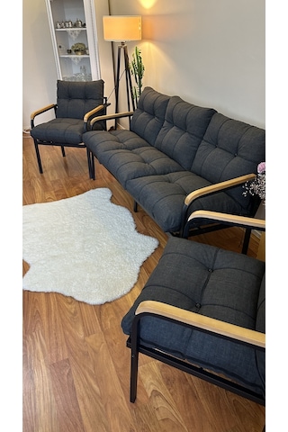 Modern Style Home Modern Avcılar Balkon, Bahçe, Cafe - Metal Kanepe Koltuk Takımı - 3+1+1 Antrasit Modernk034 Antrasit