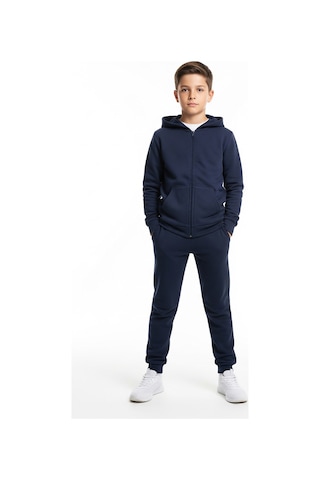 Fyk Kids Fermuarlı Kapüşonlu Kanguru Cepli Düz Baskısız Erkek Çocuk Eşofman Takımı 3'lü - Gri - Siyah - Lacivert