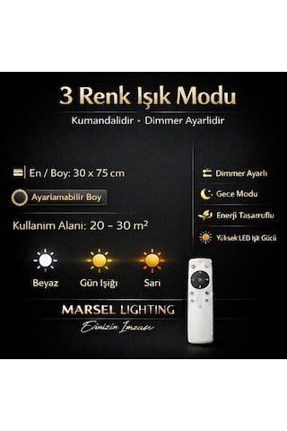 Serra Model 4'lü Gold 3 Renk Modu Ledli Modern Salon Mutfak Oturma Odası Led Avize Altın - Gold
