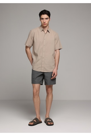 Colin's Colins Regular Fit Shirt Neck Düz Erkek Bej Kısa Kol Gömlek Cl1083096 Q1.v1 Beı